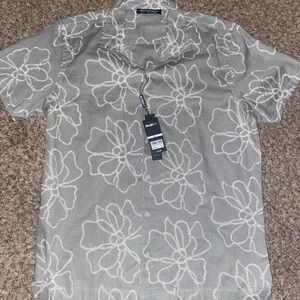 William Rast Gray Floral Button Down Shirt